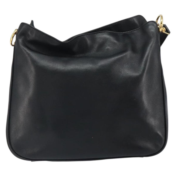 GUCCI Bamboo Shoulder Bag Leather 2way Black Gold 001 2113 1638 Auth ki6316