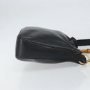GUCCI Bamboo Shoulder Bag Leather 2way Black Gold 001 2113 1638 Auth ki6316-3