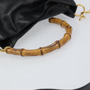 GUCCI Bamboo Shoulder Bag Leather 2way Black Gold 001 2113 1638 Auth ki6316-7