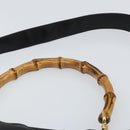 GUCCI Bamboo Shoulder Bag Leather 2way Black Gold 001 2113 1638 Auth ki6316-14