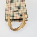 Burberrys Nova Check Blue Label Bag Canvas Nylon 4 Set Beige Blue Auth ki6317-17