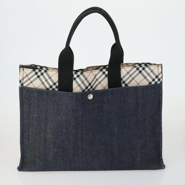 Burberrys Nova Check Blue Label Bag Canvas Nylon 4 Set Beige Blue Auth ki6317 - 0