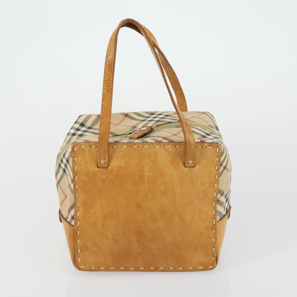 Burberrys Nova Check Blue Label Bag Canvas Nylon 4 Set Beige Blue Auth ki6317