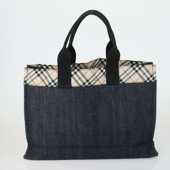 Burberrys Nova Check Blue Label Bag Canvas Nylon 4 Set Beige Blue Auth ki6317