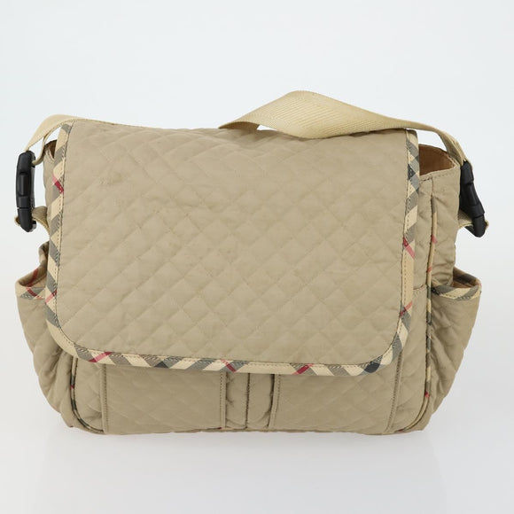 Burberrys Nova Check Blue Label Bag Canvas Nylon 4 Set Beige Blue Auth ki6317