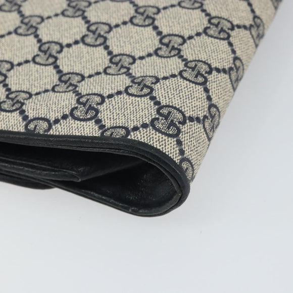 GUCCI GG Supreme Clutch Bag PVC Navy Gold 89 01 006 Auth ki6318
