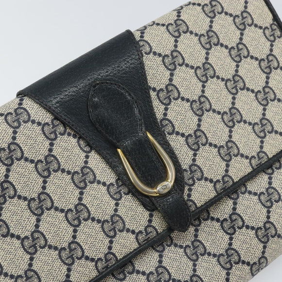 GUCCI GG Supreme Clutch Bag PVC Navy Gold 89 01 006 Auth ki6318
