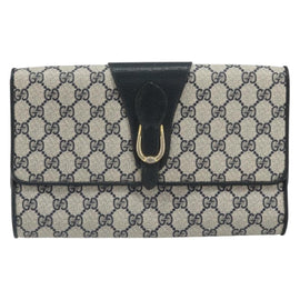 GUCCI GG Supreme Clutch Bag PVC Navy Gold 89 01 006 Auth ki6318 - 0