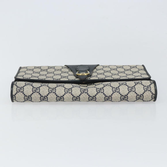 GUCCI GG Supreme Clutch Bag PVC Navy Gold 89 01 006 Auth ki6318