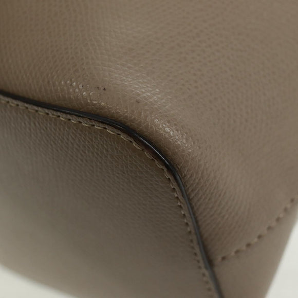 FENDI Hand Bag Leather Gray Gold Auth ki6319
