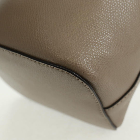 FENDI Hand Bag Leather Gray Gold Auth ki6319