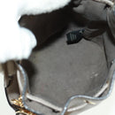 FENDI Hand Bag Leather Gray Gold Auth ki6319-11