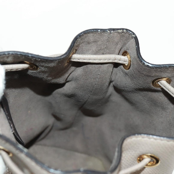FENDI Hand Bag Leather Gray Gold Auth ki6319