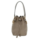 FENDI Hand Bag Leather Gray Gold Auth ki6319-13