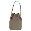 FENDI Hand Bag Leather Gray Gold Auth ki6319-2