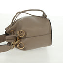 FENDI Hand Bag Leather Gray Gold Auth ki6319-3