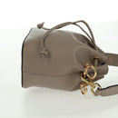 FENDI Hand Bag Leather Gray Gold Auth ki6319-4