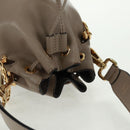 FENDI Hand Bag Leather Gray Gold Auth ki6319-6