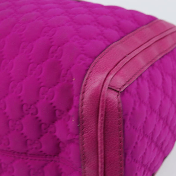 GUCCI GG Canvas Boston Bag Nylon Leather Pink Silver Auth ki6320
