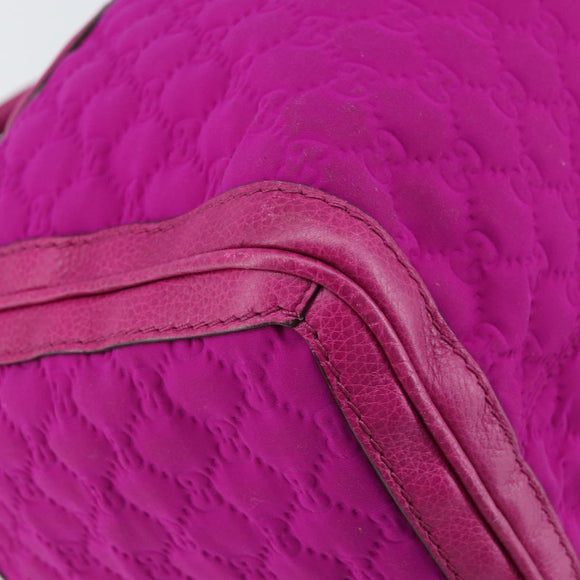 GUCCI GG Canvas Boston Bag Nylon Leather Pink Silver Auth ki6320