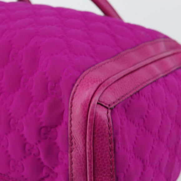 GUCCI GG Canvas Boston Bag Nylon Leather Pink Silver Auth ki6320
