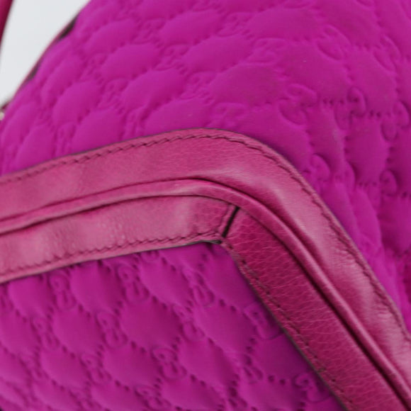GUCCI GG Canvas Boston Bag Nylon Leather Pink Silver Auth ki6320