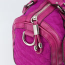 GUCCI GG Canvas Boston Bag Nylon Leather Pink Silver Auth ki6320-10