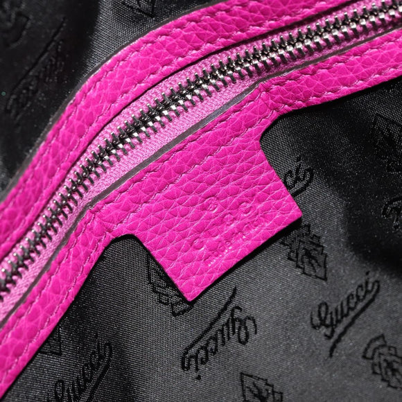 GUCCI GG Canvas Boston Bag Nylon Leather Pink Silver Auth ki6320