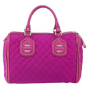 GUCCI GG Canvas Boston Bag Nylon Leather Pink Silver Auth ki6320-2