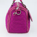GUCCI GG Canvas Boston Bag Nylon Leather Pink Silver Auth ki6320-3