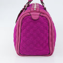 GUCCI GG Canvas Boston Bag Nylon Leather Pink Silver Auth ki6320-4