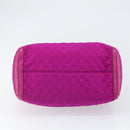 GUCCI GG Canvas Boston Bag Nylon Leather Pink Silver Auth ki6320-5