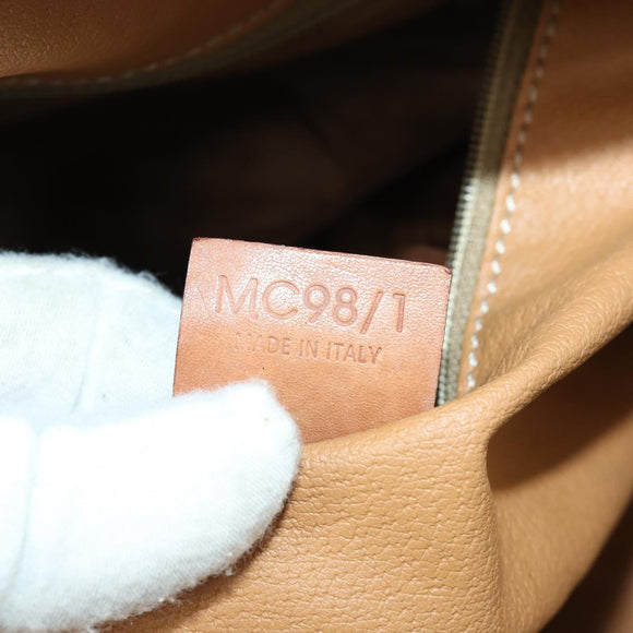 CELINE Macadam Canvas Boston Bag PVC Leather Brown Gold Auth ki6323