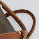 CELINE Macadam Canvas Boston Bag PVC Leather Brown Gold Auth ki6323-8