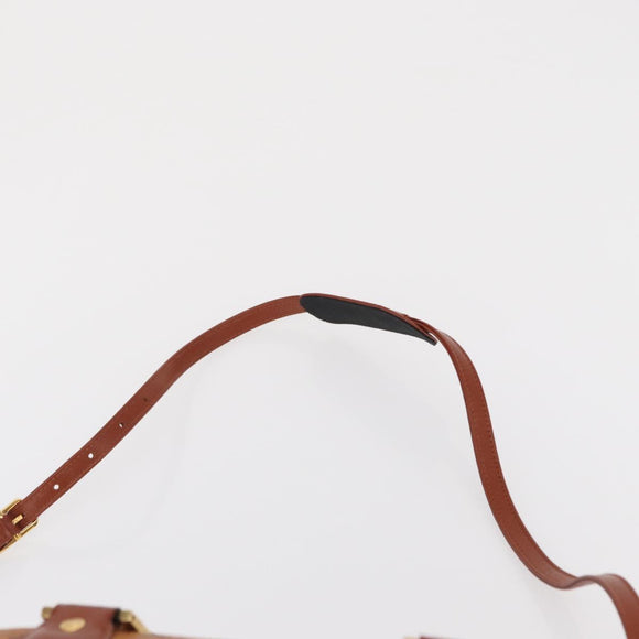 MCM Logogram Vicetos Boston Bag PVC 2way Brown Gold Auth ki6324