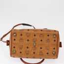 MCM Logogram Vicetos Boston Bag PVC 2way Brown Gold Auth ki6324-11
