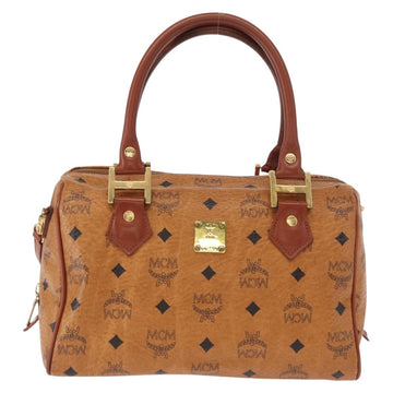 MCM Logogram Vicetos Boston Bag PVC 2way Brown Gold Auth ki6324 - 0