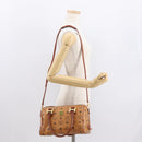 MCM Logogram Vicetos Boston Bag PVC 2way Brown Gold Auth ki6324-26