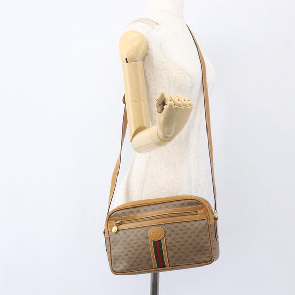 GUCCI Micro GG Supreme Web Sherry Line Bag PVC Beige 001 113 0942 Auth ki6329