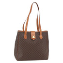 CELINE Macadam Canvas Triomphe Tote Bag PVC Leather Brown Gold Auth ki6337-1
