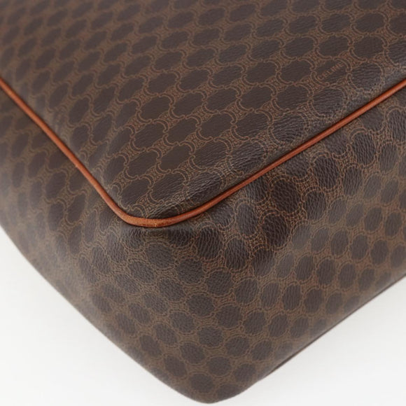 CELINE Macadam Canvas Triomphe Tote Bag PVC Leather Brown Gold Auth ki6337