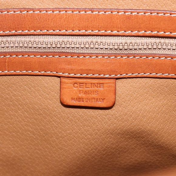 CELINE Macadam Canvas Triomphe Tote Bag PVC Leather Brown Gold Auth ki6337