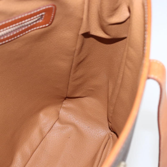 CELINE Macadam Canvas Triomphe Tote Bag PVC Leather Brown Gold Auth ki6337
