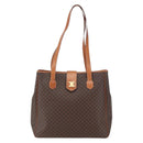 CELINE Macadam Canvas Triomphe Tote Bag PVC Leather Brown Gold Auth ki6337-13