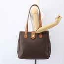 CELINE Macadam Canvas Triomphe Tote Bag PVC Leather Brown Gold Auth ki6337-21