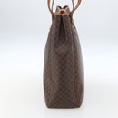 CELINE Macadam Canvas Triomphe Tote Bag PVC Leather Brown Gold Auth ki6337-4