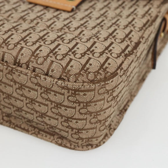 Christian Dior Trotter Canvas Street chic Shoulder Bag Beige Gold Auth ki6338