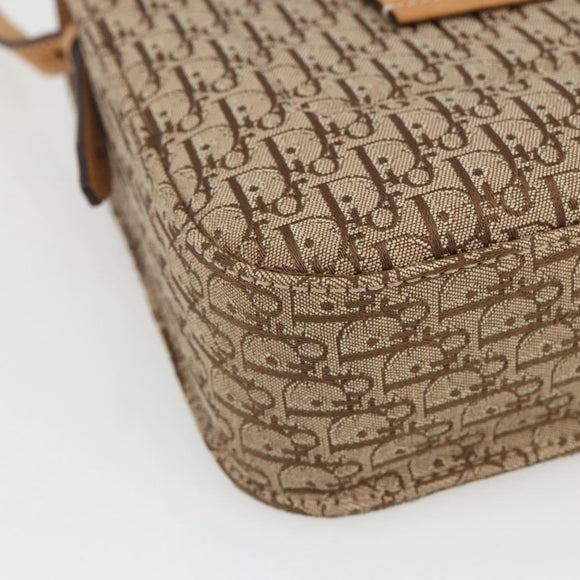 Christian Dior Trotter Canvas Street chic Shoulder Bag Beige Gold Auth ki6338