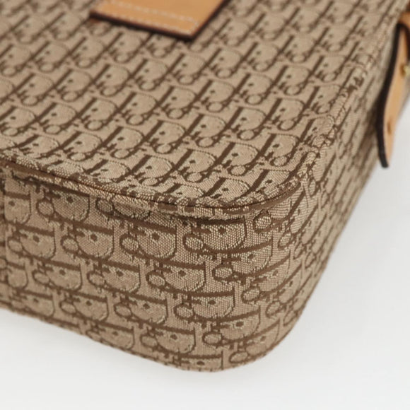 Christian Dior Trotter Canvas Street chic Shoulder Bag Beige Gold Auth ki6338