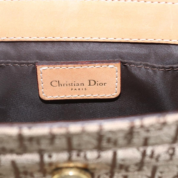 Christian Dior Trotter Canvas Street chic Shoulder Bag Beige Gold Auth ki6338